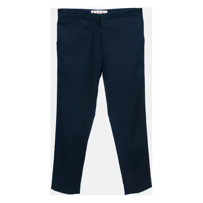 Marni Navy Blue Cotton Straight-Leg Trousers