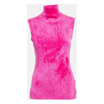 Sies Marjan Fuchsia Pink Rib Knit Turtle Neck Top