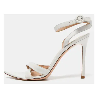 Gianvito Rossi White Leather Ankle Strap Sandals Size 38.5