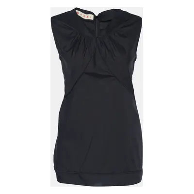 Marni Black Cotton Gather Detail Sleeveless Top