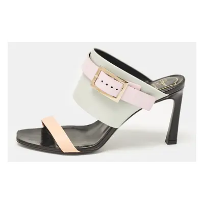 Roger Vivier Multicolor Leather Buckle Slide Sandals Size