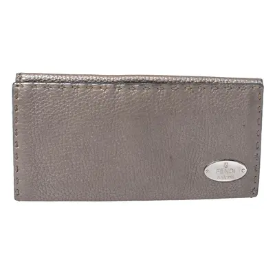 Fendi Metallic Selleria Leather Continental Wallet