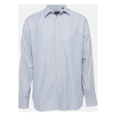 Emporio Armani Blue Pinstripe Cotton Modern Fit Shirt