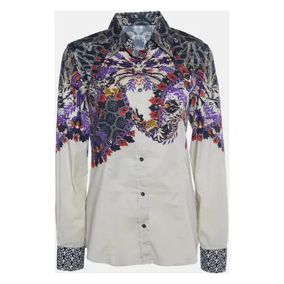 Etro Cream Printed Cotton Button Front Shirt