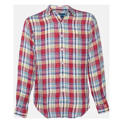 Ralph Lauren Red Checkered Linen Classic Fit Shirt