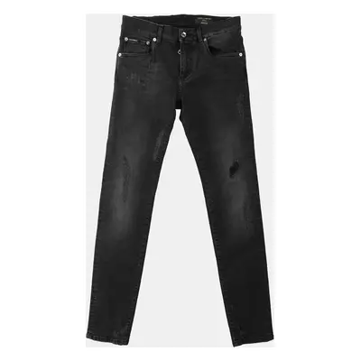 Dolce & Gabbana Black Cotton Ripped Skinny Jeans