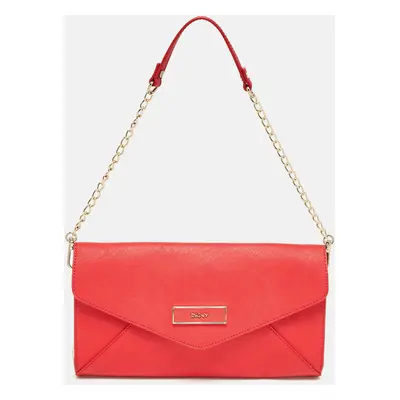 DKNY Red Leather Logo Flap Shoulder Bag