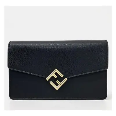 Fendi Black Leather FF Handbag