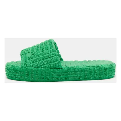 Bottega Veneta Green Cotton Fabric Resort Sponge Platform Slides Size