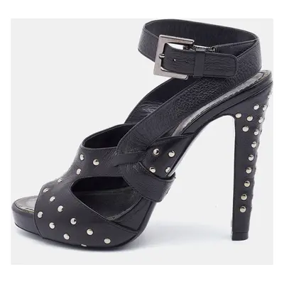 Givenchy Black Leather Studded Ankle Strap Sandals Size