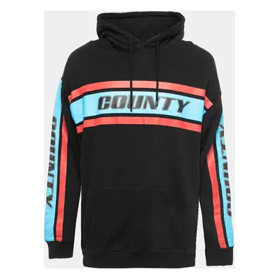 Marcelo Burlon Black County Stripe Print Cotton Hoodie