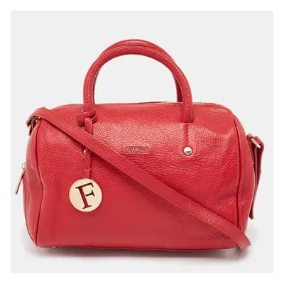 Furla Red Leather Arianna Satchel