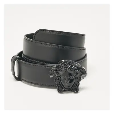 Versace Black Leather Medusa Buckle Belt