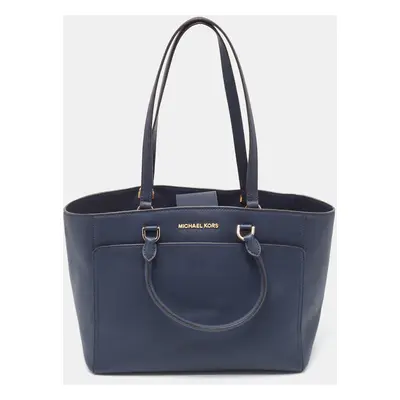 Michael Kors Navy Blue Leather Large Emmy Tote