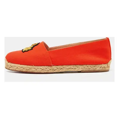 Christian Louboutin Orange Canvas Galia Espadrille Flats Size