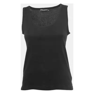 Dolce & Gabbana Black Cotton Knit Tank Top