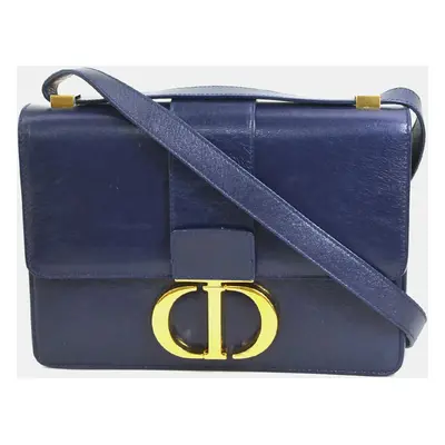 Dior Navy Blue Leather Montaigne Shoulder Bags