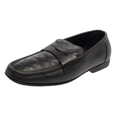 Louis Vuitton Black Damier Embossed Santiago Loafers Size 41.5