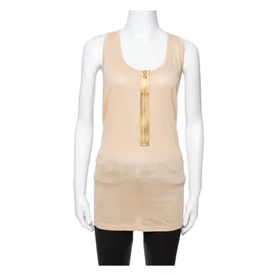 Stella McCartney Beige Linen & Cotton Zip Front Tank Top