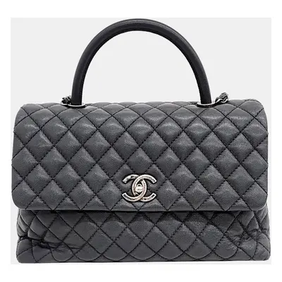 Chanel Grey Caviar Leather Coco Handle Bag