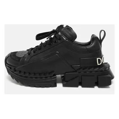 Dolce & Gabbana Black Leather and Rubber Super King Low Top Sneakers Size