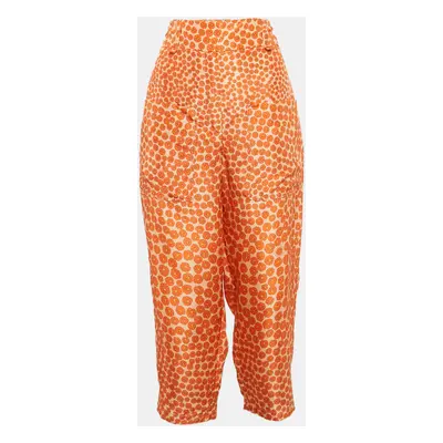 Stella McCartney Orange Ditsy Floral Print Silk Trousers