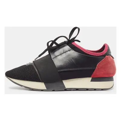 Balenciaga Two Tone Mesh and Leather Race Runner Sneakers Size