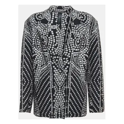 Norma Kamali Black Printed Lycra Single Breasted Straight Fit Jacket