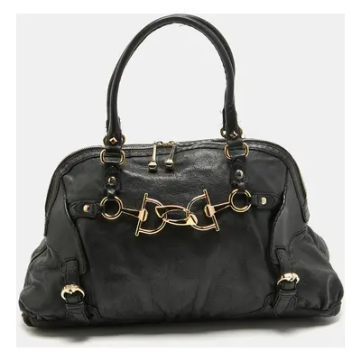 Gucci Black Leather Horsebit Nail Shoulder Bag