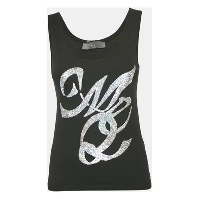 McQ by Alexander McQueen Black Logo Sequin Jersey Tank Top