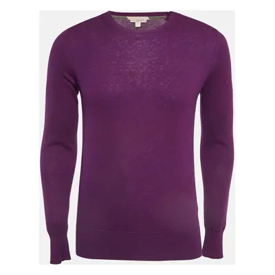 Burberry Brit Purple Wool & Cotton Knit Contrast Trim Sweatshirt