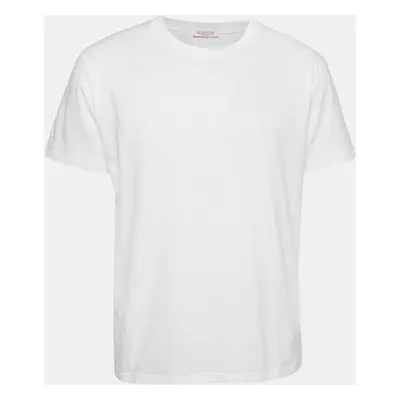 Valentino White Solid Cotton Jersey T-Shirt