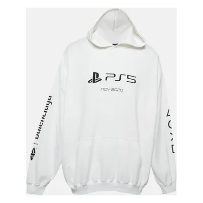 Balenciaga X Sony PS5 White Printed Cotton Oversized Hoodie