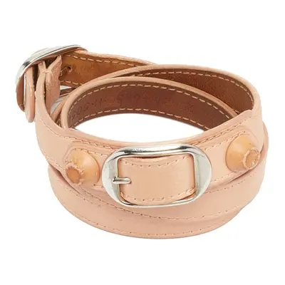 Balenciaga Giant Peach Leather Studded Triple Tour Bracelet