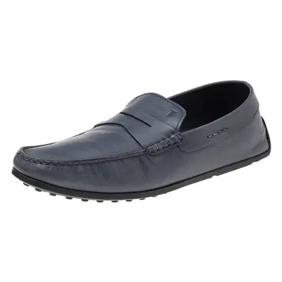 Tod's Grey Leather Slip on Loafers Size