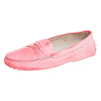 Tod's Pink Leather Penny Loafers Size