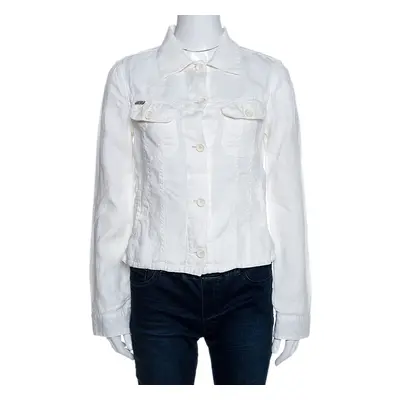 Burberry Off White Linen Pocket Detail Button Front Shirt