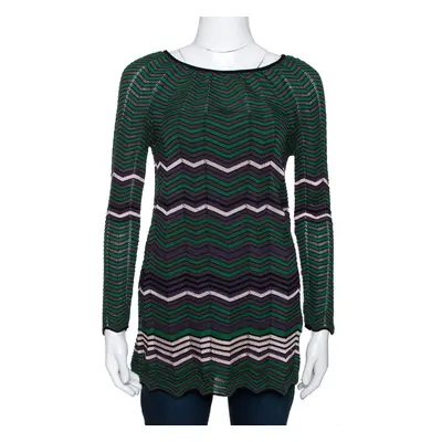 M Missoni Green Pointelle Knit Long Sleeve Top