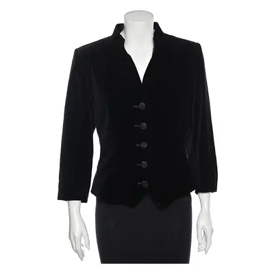 Saint Laurent Black Velvet Button Front Jacket