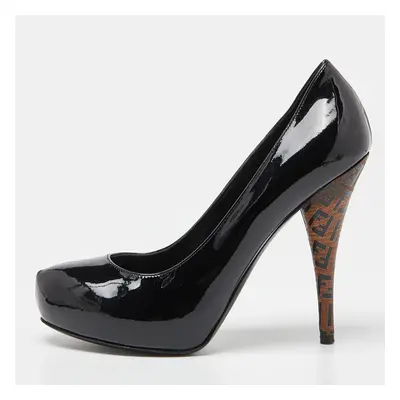 Fendi Black Patent Leather Platform FF Superstar Pump Size