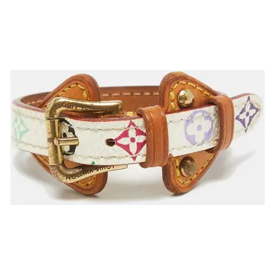 Louis Vuitton Theda Monogram Canvas Leather Gold Tone Bracelet