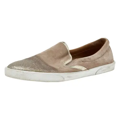 Jimmy Choo Gold Suede And Leather Slip on Sneakers Size