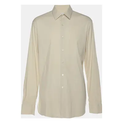 Prada Cream Stretch Cotton Button Front Shirt