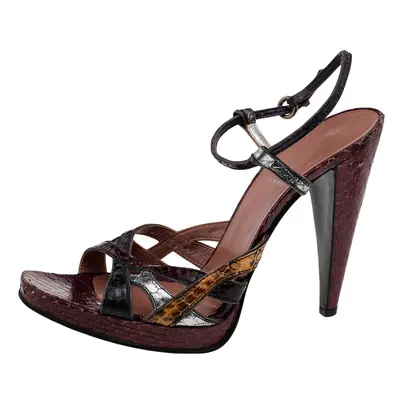 Miu Miu Multicolor Snakeskin Ankle Strap Sandals Size 39.5