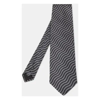 Emporio Armani Black Printed Satin Tie