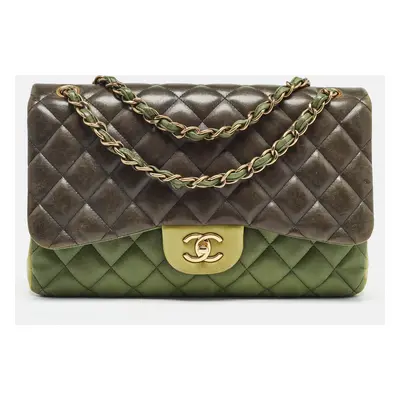 Chanel Tricolor Quilted Leather Jumbo Classic Double Flap Bag