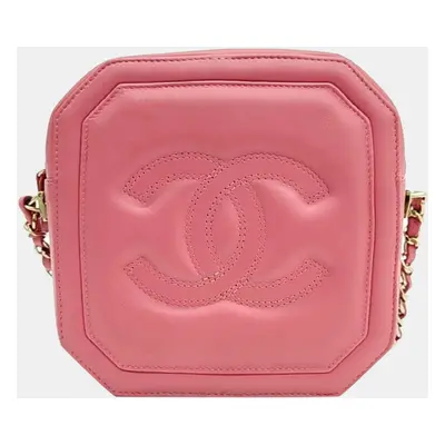 Chanel Pink Leather Chain Crossbody Bag