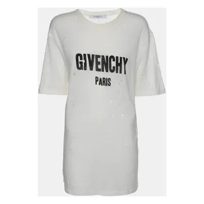 Givenchy Cream Cotton Ripped T-shirt