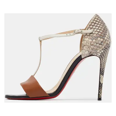 Christian Louboutin Multicolor Python and Leather Mayerling Sandals Size