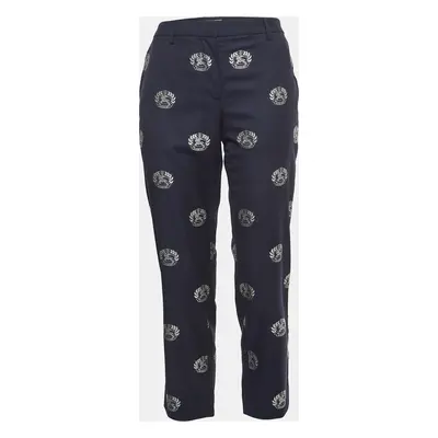 Burberry Navy Blue Brand Logo Jacquard Casual Trousers